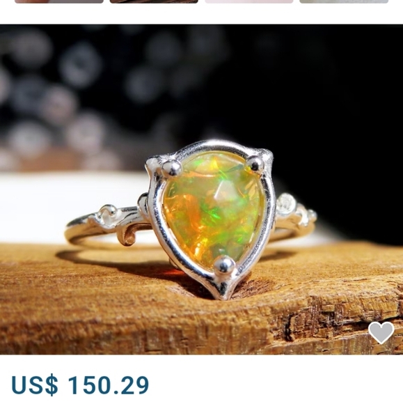 Womans Ethiopian Opal 100% Sterling Silver Large Tear Drop Ring Sz 8 - Picture 16 of 17
